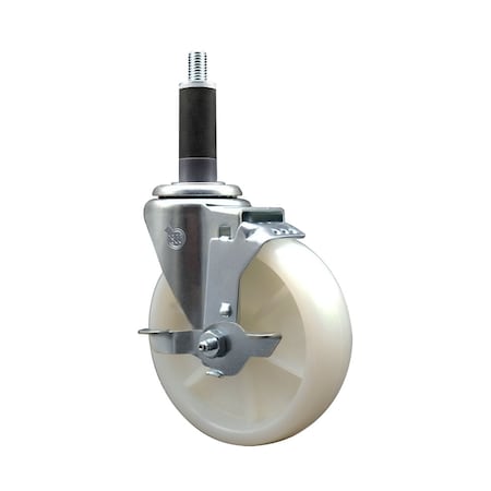Service Caster 5'' SS Nylon Swivel 1'' Expanding Stem Caster with Brake SCC-SSEX20S514-NYS-TLB-1